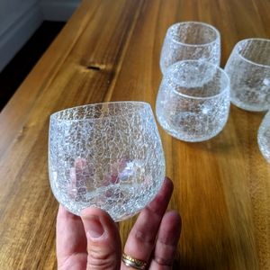 Set of five vintage crackle glass tumblers